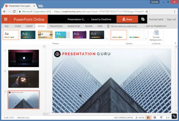 PowerPoint online screenshot