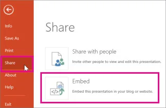 create embed code to share powerpoint presentation on website